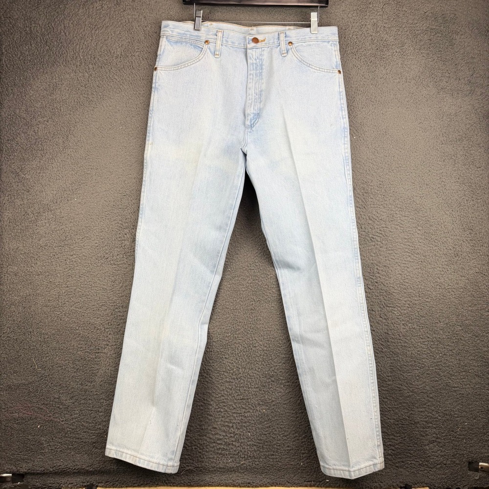 Wrangler 936GBH Cowboy Cut Slim Fit Jeans Light Wash Blue 36x30 Mens Denim